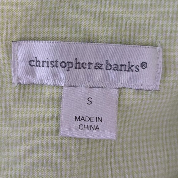 CHRISTOPHER & BANKS Lime Green Collared Blouse; Snaps; 3/4 Sleeves; Size S - Picture 4 of 6